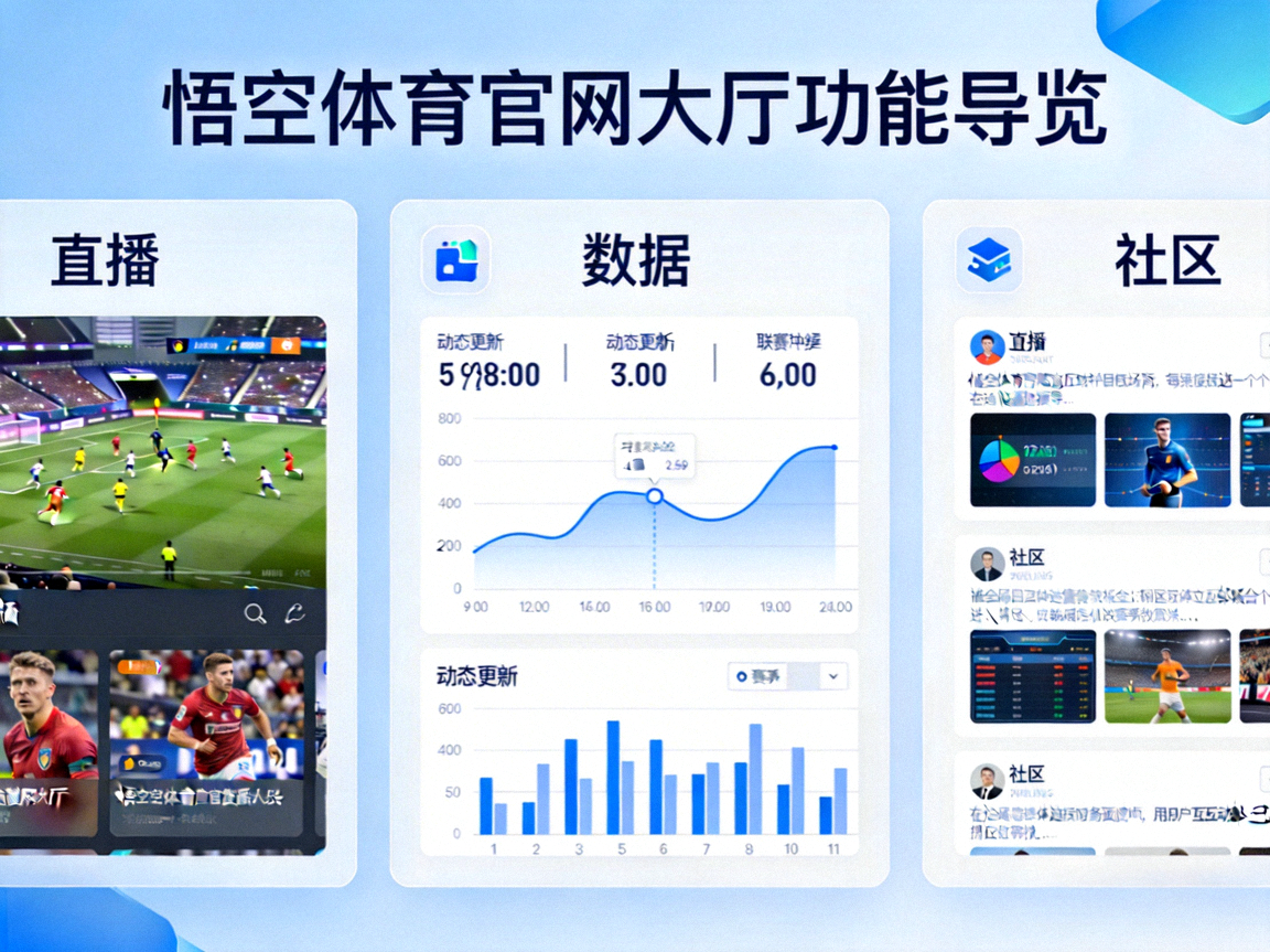 悟空体育官网大厅功能导览，展示直播、数据、社区等模块